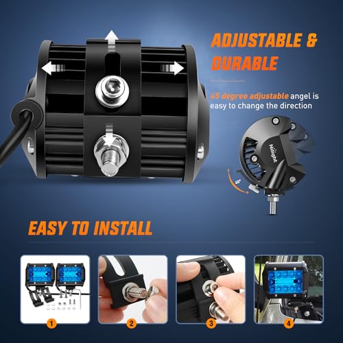 Nilight 4 inch LED Light Pod Blue Triple Row 2PCS 60W Flood Spot Combo Driving Fog Fishing Hunting Emergency Safety Signal Deck Trailer Lighting for UTV Pick-up Van Boat Tractor - color: Blue Led Pods