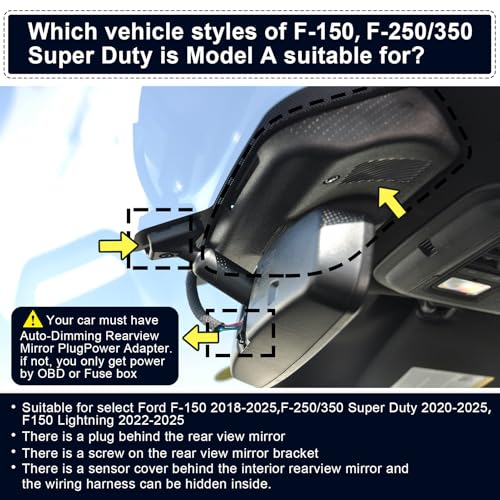 Mangoal 4K Dash Cam for Ford F150 2018-2026, F250 F350 F450 2020-2026 (A) - style: Model A Front only