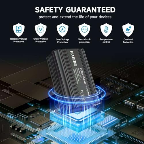 400W Power Inverter, FSATBTNE DC 12V to 110V AC Car Plug Adapter Outlet Converter with [65W PD USB-C] & [18W QC USB-A] Fast Charging Ports and 2 AC Outlets Car Power Inverters for Vehicles Black - color: Black