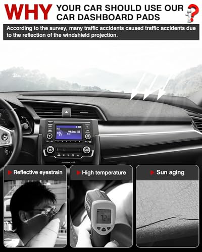 CARTIST Dashboard Cover Mat for 2016-2021 Honda Civic Coupe Sedan/Hatchback Accessories Dash Cover Suede Dash Mat Sunshade Glare UV Rays Protector (Not Fit 2022 Civic) - size: dash mat for Honda Civic 2016-2020