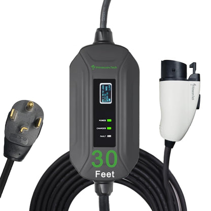 PRIMECOM Level 2 Electric Vehicle (EV) Charger (220V / 240Volt, 16Amp) Portable EVSE Smart Electric Car Charger, 30', 40', and 50 Feet Lengths (30 Feet, 14-30P) - color: 14-30P, size: 30 Feet