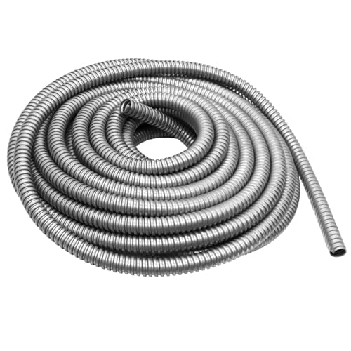 3/4 inch x50ft Flexible Electrical Conduit - Galvanized Steel Greenfield Flex Metal Conduit for Exposed Wiring, AC Connections & Industrial Cable Protection - size: 3/4 inch x50ft