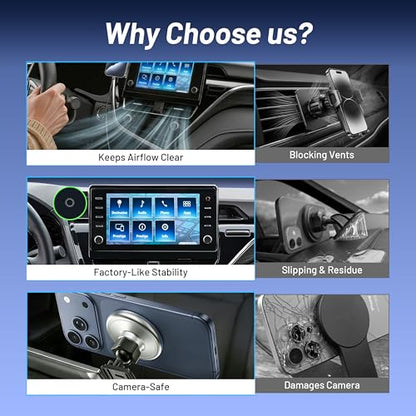 Car Phone Holder for Toyota Camry (2021-2023 2024), MagSafe Car Mount Charger, Magnetic Phone Holder, 15W Wireless Charging, Dashboard Phone Holder, 360° & Hands Free, 2022 Camry Interior Accessories - size: Toyota Camry | 2021-2024