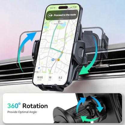 2026 New Car Vent Phone Holder [Thick Cases Friendly] Rotatable Universal Phone Mount for Your Car with Wide Clamp, Car Phone Holder Mount for iPhone 17 Pro Max 15 14 13 Samsung S25 - color: Black