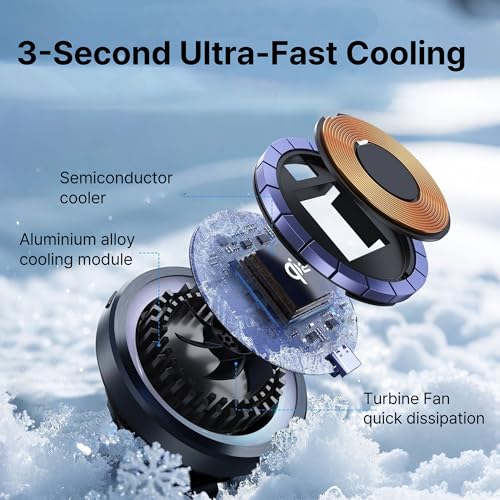 Qi2 Certified 15W Wireless Car Charger with Peltier Cooling, MagSafe Compatible Magnetic Car Mount, Strong N52 Air Vent Phone Holder for iPhone 17/16/15/14 Pro Max, Galaxy S26/S25(Harp Seal) - color: Harp Seal