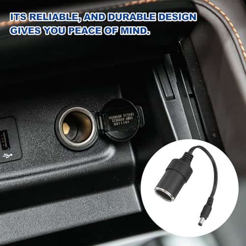 MECCANIXITY DC 5.5mm x 2.1mm Male to Female Cigarette Lighter Plug Adapter, 20cm 12V Cigarette Lighter Power Supply Cable for Car Charger Car Refrigerator, Silver - size: 20cm