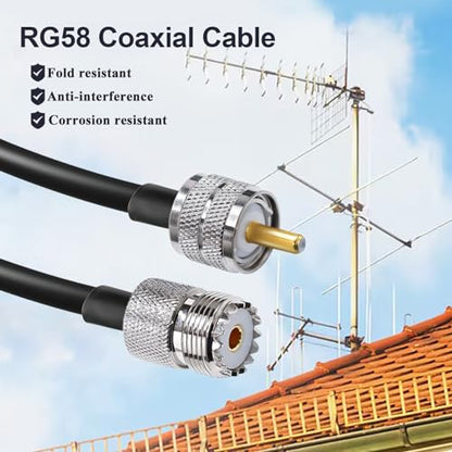 TUOLNK UHF PL259 Cable RG58 PL259 SO239 Male to Female Extension Cable Low Loss CB Coax for Two Way Radio CB Radio Wireless LAN Devices (1.64ft) 2pcs - size: 1.64ft-2pcs