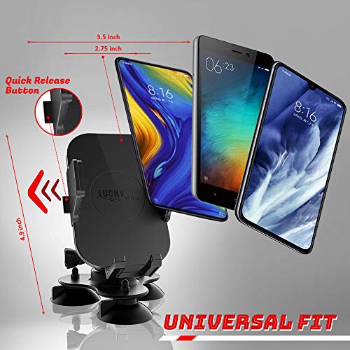 LUCKY Dashboard Universal Car Phone Mount Veichle Suction Cup Mount Holder, Fish Finder GPS Cup Holder Mount for Boat Canoe Kayak Truck Marine Fishing