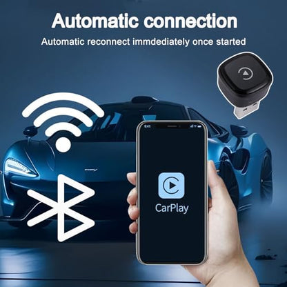 Wireless CarPlay Adapter for Apple Car Play, Small Mini Edition, Converts Factory Wired to Wireless CarPlay, Plug & Play Adapter for Apple iPhone iOS 10+ & Cars from 2015+(2026 Upgrade Black)