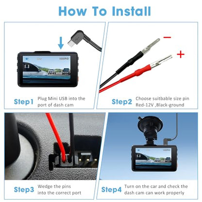 Dash Cam Power Adapter USB-C Plug,DC 12v/24v to 5v 2A Dashcam Power Adapter,Compatible with F7N,T27,N4,E1,N2S,T3,N2,G840S,G850,D07S,M300S,R3,Dash Cam Mirrior Camera Wire Kit,Quick Plug and Play