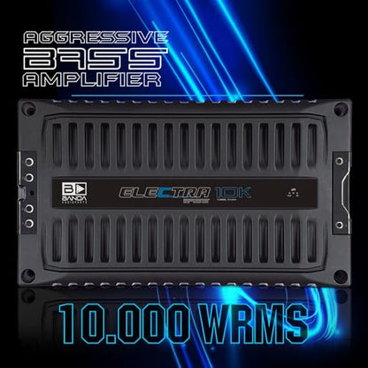 Banda Audioparts Electra 10K 1-Ohm Monoblock Car Amplifier, Class D High Power Bass Amplifier, 10000W RMS @ 12.6V, Aluminum Chassis, Adjustable Bass Boost, Subwoofer Car Audio Amp