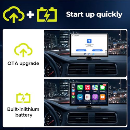 LAMTTO 9" Apple CarPlay Screen with Backup Camera & Streaming Apps