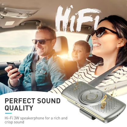 AGPTEK Car Speaker with Bluetooth 5.3, Hands Free Phone Kit for Calls, GPS - color: Gray