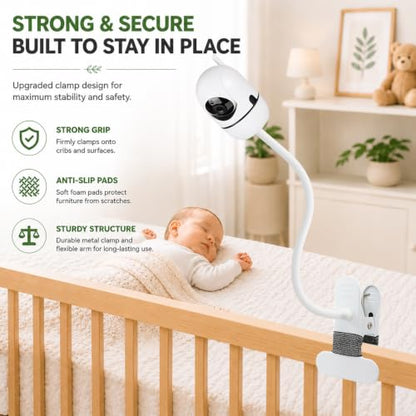 SZAOYU 15.7 inches Baby Monitor Mount Compatible with HelloBaby HB6560/HB65/HB6550/HB6550 pro/HB66/HB248,ANMEATE SM935E Baby Monitor Camera Flexible Clip Clamp Mount Long Gooseneck Arm
