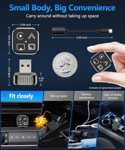 2026 4 in 1 Mini Wireless CarPlay Android Auto Adapter (Gunmetal Grey) - color: Gunmetal Grey, 4 IN 1