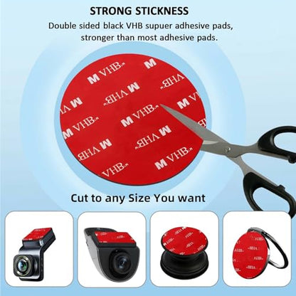 Double Sided Adhesive Pads,Made of VH B 5952, Round Car Mount Adhesive Replacement.Sticky Dash Cam Mounting Tape.Heavy Duty Tape Sticker for Dashboard &Daily Use.Waterproof,Heat-Resistant.6PCS - style: Round