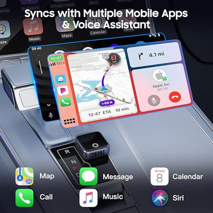 Wireless CarPlay & Android Auto Adapter, Convert Wired to Wireless - color: Dark Grey