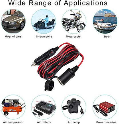 SPARKING 20FT Cigarette Lighter Extension Cord 20FT - Male Plug to Female Socket 16AWG Heavy Duty Extension Cable with LED Lights Power for Tire Pump, Air Compressor - size: 20FT