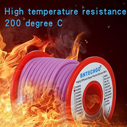 BNTECHGO 14 Gauge Silicone Wire Purple 25ft Stranded Tinned Copper Wire - color: Purple, size: silicone wire 25ft