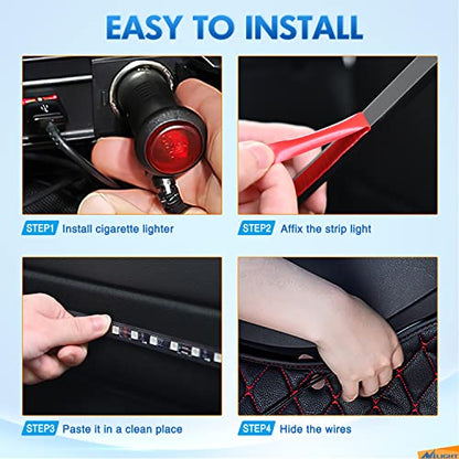 Nilight RGB LED Car Interior Stripe Light with APP Control Multicolor Music Sync Mode Waterproof Car Under-Glow Lighting Lamp Kits Universal Cars Truck ATV UTV - color: APP RGB Lights