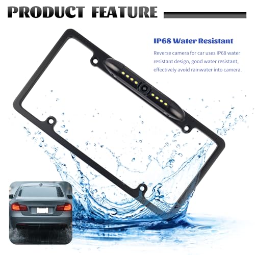 License Plate Backup Camera,170° Wide Angle License Plate Camera with LED HD Night Vision Design,Water Resistant Back up Cameras for Cars for US Licenses Plates,Cars,SUVs