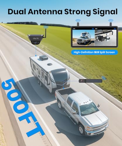 AUTO-VOX 2 Solar Wireless Backup Camera System: 3-Min Quick Installation - size: 7.2" 2-Solar Dual Cam