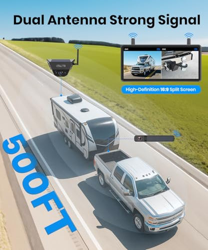 AUTO-VOX 2 Solar Wireless Backup Camera System: 3-Min Quick Installation - size: 7.2" 2-Solar Dual Cam