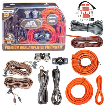 Elite Audio 4 Gauge Dual Amplifier Wiring Kit, 2000W CCA Amp Install Kit for 2 Amplifiers – EA-PRMK4 - size: 4 Gauge (Dual Amp)