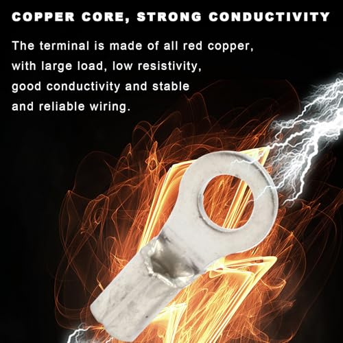 100Pcs 1/4 Non-Insulated Ring Terminal,22-16 AWG Brazed Seam Red Copper Wire Connectors,Crimp Connector Terminal Kit (Ring 1/4 100PC, AWG22-16) - size: AWG22-16, style: Ring 1/4 100PC