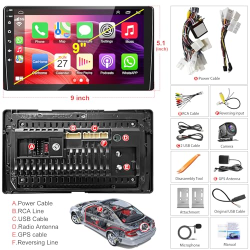 4+64GB Car Radio for Toyota Sienna 2015-2017 with Wireless Carplay & Android Auto, Android 13 IPS HD Car Stereo with Voice Control Bluetooth 5.2 FM RDS DSP EQ SWC GPS WiFi Backup Camera - color: For Sienna 2015-2018