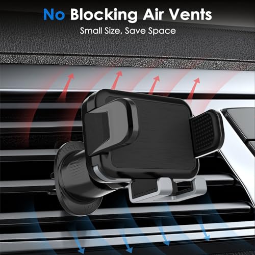 Phone Mount Holder for Car Vent 2023 Upgraded Aluminum Gravity Car Phone Holder Mount with Anti Overload Metal Hook Clip Hands Free Cell Phone Holder for iPhone 15 Pro Max 14 13 Large Phones - style: Phone Mount Holder for Car Vent