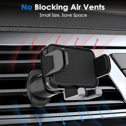 Phone Mount Holder for Car Vent 2023 Upgraded Aluminum Gravity Car Phone Holder Mount with Anti Overload Metal Hook Clip Hands Free Cell Phone Holder for iPhone 15 Pro Max 14 13 Large Phones - style: Phone Mount Holder for Car Vent