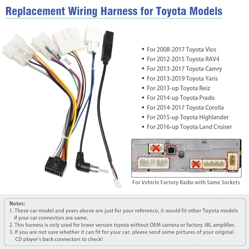 16Pin Android Radio Wire Harness Adapter Kit for Toyota Non JBL - style: 16P-4xConnectors for Toyota