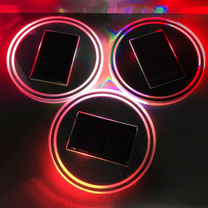 Solar Led Cup Holder Coaster Waterproof Anti-Slip Mug Pad with Vibration Sensor 2.51 X 2.51 X 0.27 in Car Cup Holder Insert for Interior Decoration Home Cafe Table Use