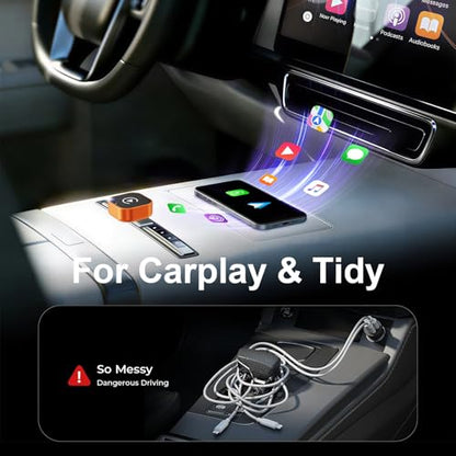 Wireless CarPlay Adapter for Apple iPhone & Android Auto, Mini CarPlay Adapter Convert Wired to Wireless,Plug & Play, Auto-Connect, No Delay, BT 5.4, 2.4G/5G WiFi [2026 Upgraded] - color: Orange