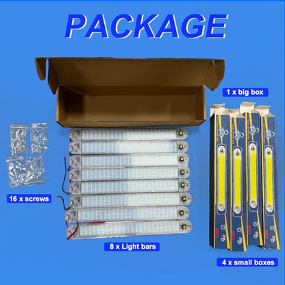 12V Led Interior Light Bar 8 Packs 72Led 6500K White with ON/Off Switch 11Inch 12V 24V for Enclosed Cargo Trailer RV Van Truck Lorry Camper Caravan Motorhome (8Pcs) - size: 8 Packs