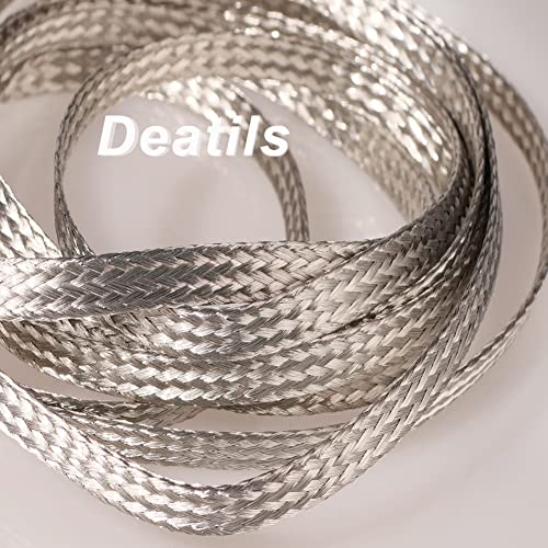 QuQuyi 9.84ft 4mm Braided Ground Strap Tinned Copper Flat Sleeving Expandable Metal Sheath Screening Signal Wire Cable Shielded - size: 4mm