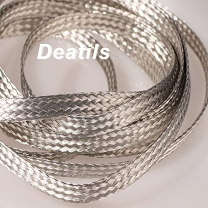 QuQuyi 9.84ft 5mm Braided Ground Strap Tinned Copper Flat Sleeving Expandable Metal Sheath Screening Signal Wire Cable Shielded - size: 5mm