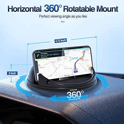 Loncaster Car Phone Holder Mount, [Horizontal 360° Rotatable] Silicone Phone Mount for Car Dashboard, Hands Free Cell Phone Holder Car Compatible with iPhone 16 15 14 13 12 Pro Max Samsung Phones - color: Black-1pack 360° Rotatable