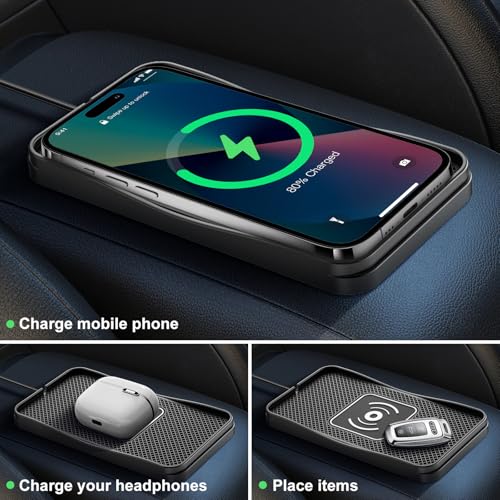 15W Fast Non-Slip Wireless Car Charger Pad with Adapter Type C - size: 7"L x 3.7"W - 39.4" Type C