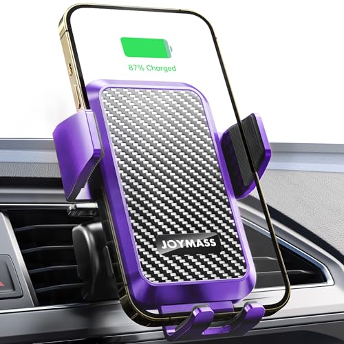 Wireless Car Charger, 15W Fast Charging Auto Clamping Car Charger Cell Phone Holder Mount Vent for iPhone 15 14 13 12 Mini Pro Max, Samsung Galaxy S24 Ultra S23 S22 S21+ Note 20, etc - Purple - color: PURPLE