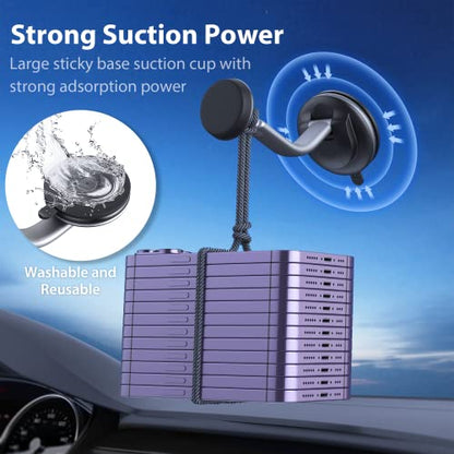 Magnetic Phone Holder for Car, [ Powerful Magnets & Military-Grade Suction] Car Phone Holder Mount Dashboard Windshield Cell Phone Holder Phone Stand for Car iPhone Android Automobile Cradle (Gray) - color: Gray