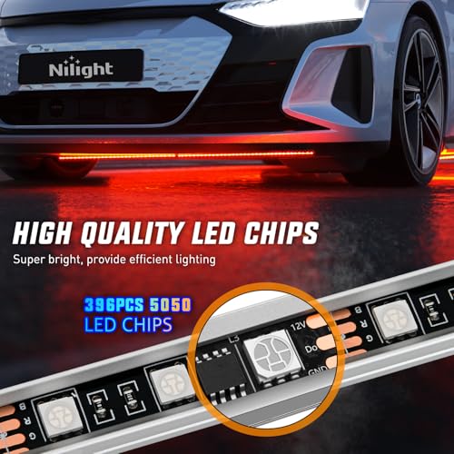 Nilight 8피스 알루미늄 RGB 언더글로우 LED 스트립 조명, 앱 및 리모컨 포함 - color: 알루미늄 언더글로우 스트립 라이트 RGB 8개