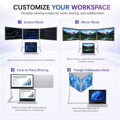 TriCreate Pro FHD 18.5" Premium Triple Portable Monitor Extender - size: T18