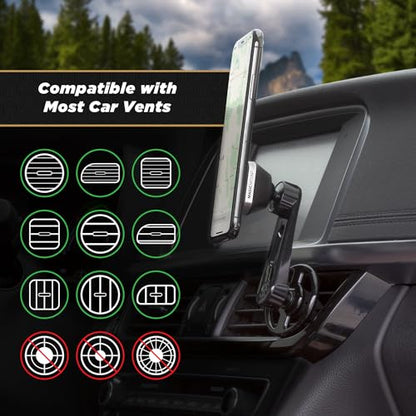 Scosche MM2VP2SR-SP MagicMount Pro FreeFlow Magnetic Car Phone Holder - Strong Magnet Mount for iPhone and Android - Secure Magnetic Cell Phone Air Vent Mount - Universal 360° Mobile Cellphone Holder - color: Black & Silver, size: 1 Pack, style: Freeflow