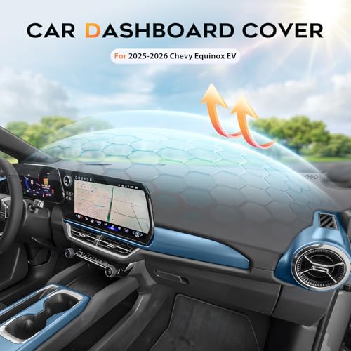 Sunsdrew Upgraded Gray Dashboard Cover for 2025-2026 Chevy Equinox EV Accessories,Custom Fit Dash Cover Carpet Sunshade Pad UV Protection Anti-Glare Non-Slip【Sensor Friendly】 - size: 25+Equinox EV Dash Cover(Gray)