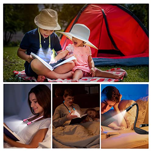 Neck Book Light LED Reading Lamp USB-C Rechargeable, Hands Free, 4 LED Bulbs, 4 Adjustable Brightness, for Reading in Bed or Reading in Car (Green) - color: Green