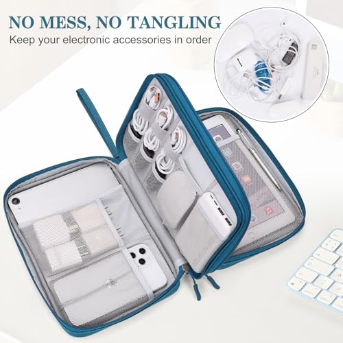 FYY Electronic Organizer, Travel Tech Pouch Bag, Extra Large, Dark Green - color: Dark Green, size: 10.8 x 8 x 3.15 inches
