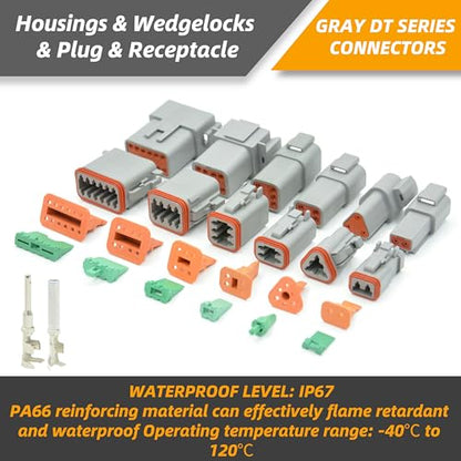 2 Sets 8 Pin DT Waterproof Connector Kit, Deutsch Automotive Electrical Butt, IP67 Waterproof Electrical Connectors Plug with 18 Pairs 16# Stamped Contacts for Car Truck Boat (8PIN 2SET) - size: 8PIN 2SET