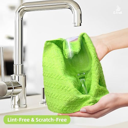 LIVOS Microfiber Cleaning Cloth Roll - 80 Pack, Reusable Paper Towels, Microfiber Towels for Cars, Super Absorbent Lint Free Cleaning Rags for House, Kitchen, Window-Wave Green, 11.5"x11.5" - color: Wave Green